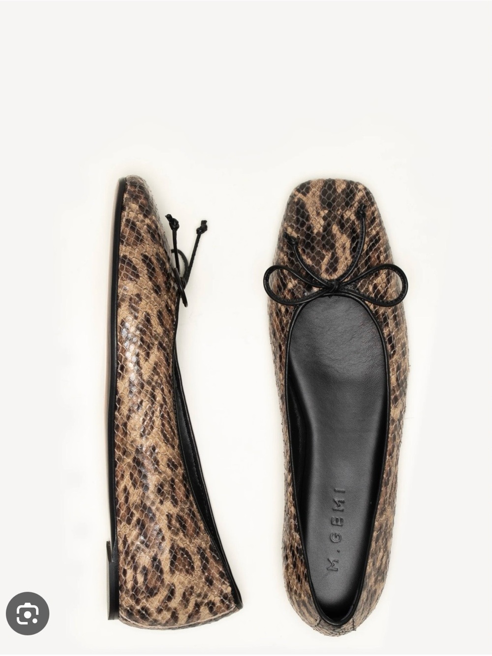 M.Gemi Snake-Print Ballet Flats with 20mm Hidden Heel -Never Worn EU size 39 1/2